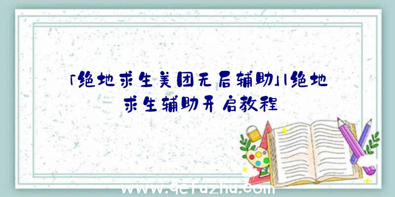 「绝地求生美团无后辅助」|绝地求生辅助开启教程